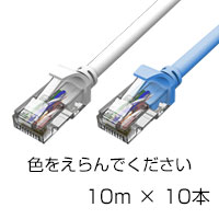 LANケーブルカテゴリー6/1000BASE-TX対応(両端プラグ付き) 10本入